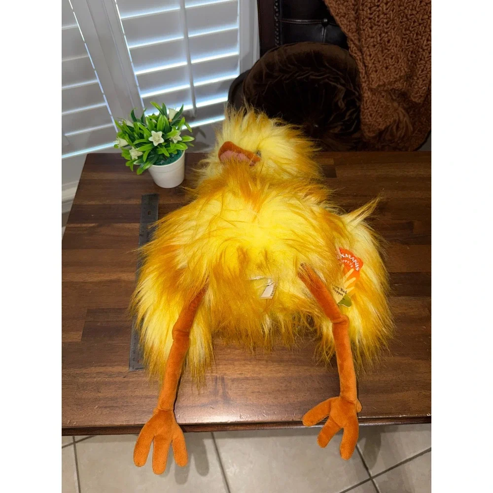 Folkmanis Funny Bird Hand Puppet Yellow Orange Shaggy Plush 20 Inch 2365 NWT